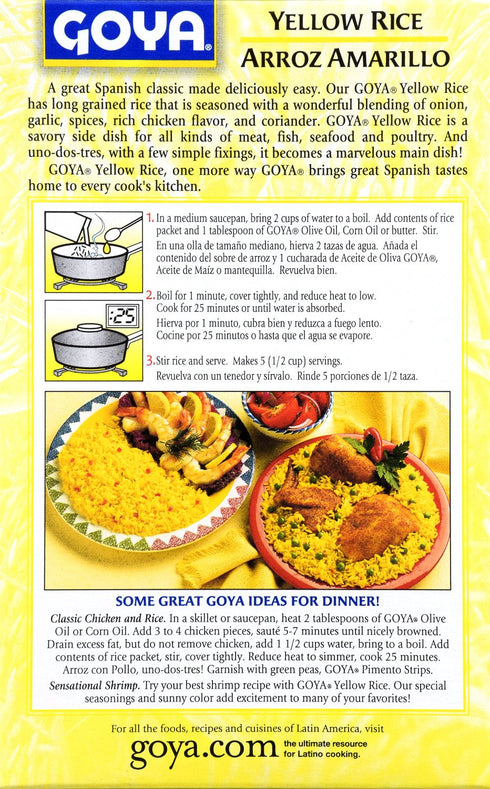 8 Goya Yellow Rice Mix, Spanish Style, Ounce