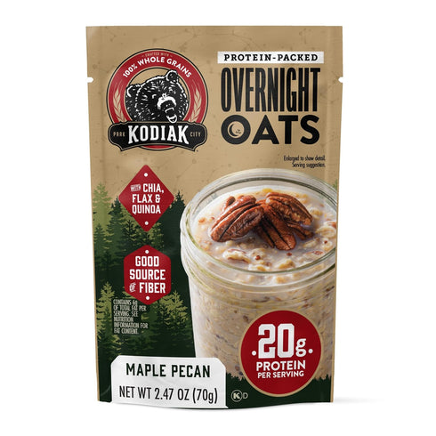 20g (Pack 9 Kodiak Cakes Maple Pecan - Overnight Oats with Protein, High Fiber Breakfast of Pouches)
