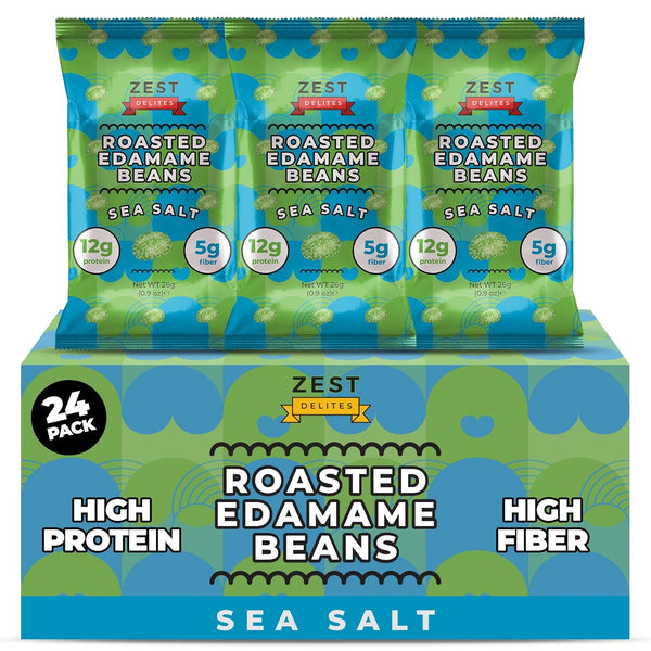 Edamame Beans Snack by Zest Delites, Crunchy Dry Roasted, Sea Salt, Healthy