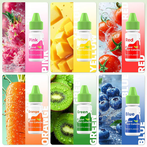 Wayin Set 6 Natural Food Coloring Liquid - Vibrant Color Food Grade