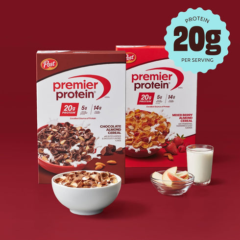 30 oz (1 Count) Premier Protein Mixed Berry Almond Breakfast Cereal, High-Protein Crunch with Real Fruit and Nuts, Bag
