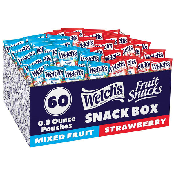 Welch's Fruit Snacks, Mixed Fruit & Strawberry Snack Box, Gluten Free, 0.8oz