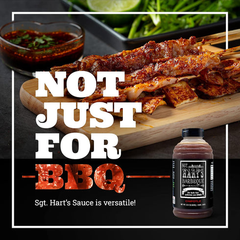 22.04 OZ SGT. Harts Chipotle Flavor BBQ Sauce - | Barbecue Sauce for Chicken, Beef, Pork, Seafood, Noodles, Burgers