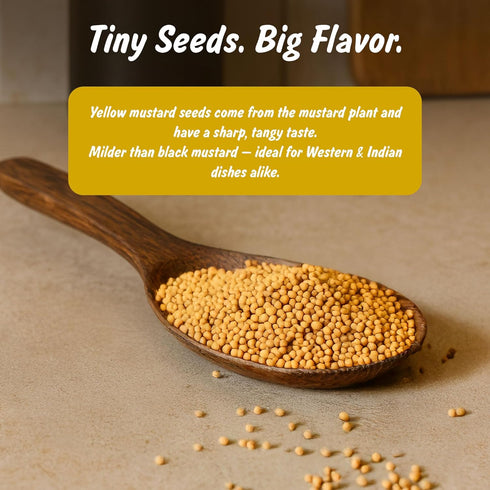 4oz Spice Profile USDA Organic Yellow Mustard Seeds, Lab Tested for Heavy Metals, Resealable Pouch, Sarson, Semillas de