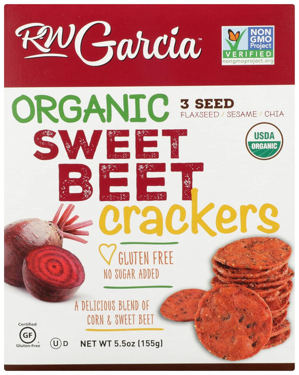 RW Garcia Organic Sweet Beet Crackers, USDA Certified Organic, Gluten Free & Non-GMO, 5.5