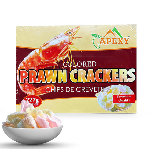APEXY Authentic Prawn Crackers Uncooked, Crispy Shrimp Chips for Party Appetizers and Snacks, 8 oz (227g)