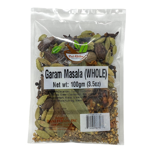 Desi Kitchen Garam Masala Whole, 11 Whole Indian Spices Blend, 100gm (3.5oz), All Natural