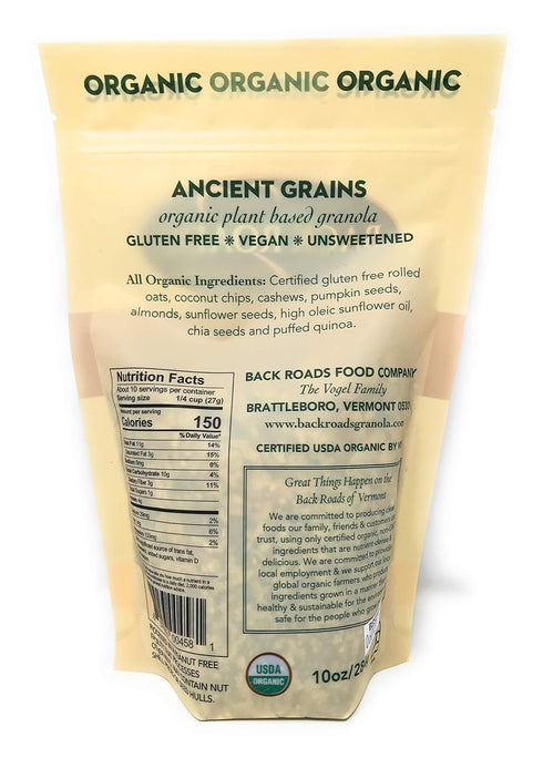 BACK ROADS 10 OZ Organic Ancient Grains Granola