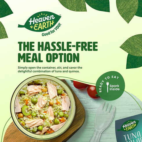 5.64oz (4 Pack) Heaven & Earth Ready to Eat Tuna Salad with Quinoa, | Great Source of Nutrients | Travel Friendly Meals