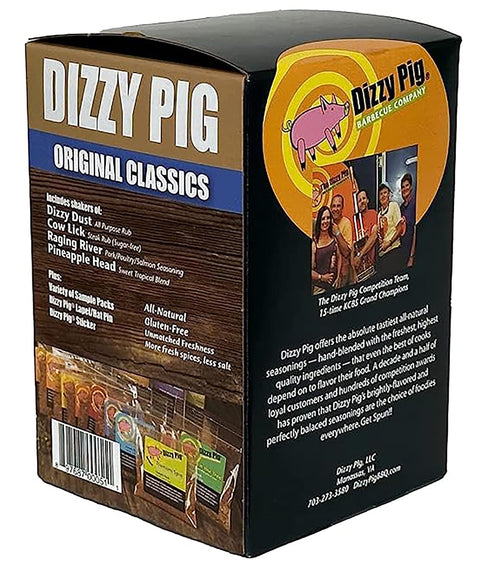 Dizzy Pig Original Classics Seasonings Gift Box | Dizzy Dust All-Purpose BBQ Rub, Cow Lick Texas Style Spicy Beef Rub