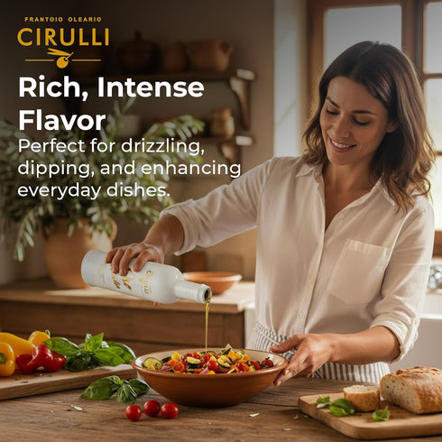 16.9 oz (500 ml) Cirulli Organic Italian Extra Virgin Olive Oil - Glass Olive Oil Bottle - fl - Natural-Harvesting