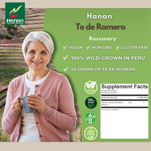 1.4oz 40g, Rosemary Loose Leaf - Romero Dried Herbs from Peru for Herbal Tea, Cooking, Recipes, Mediterranean Cuisine