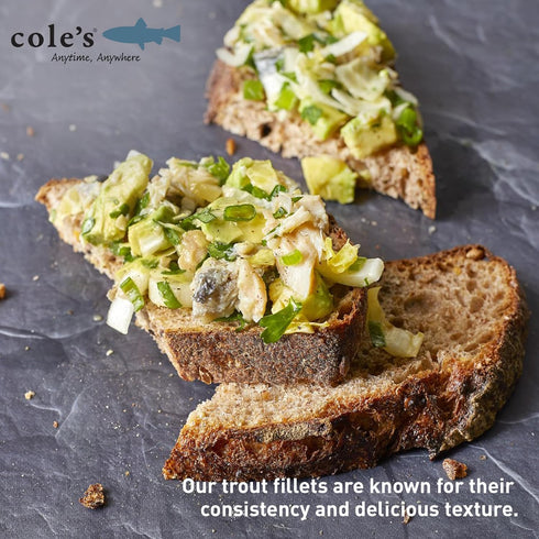 3.2oz Hand-Packed Pack 5 COLES - Smoked Trout Fillet with Extra Virgin Olive Oil | Canned Fish | High in Protein