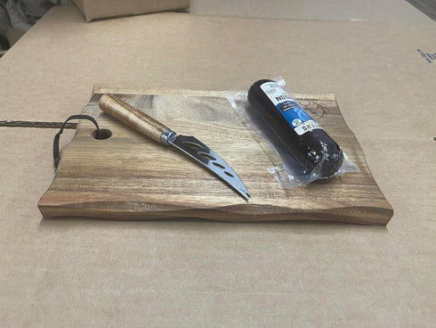 Summer 4oz Pen Kit Mall - Hunters Reserve Cutting Board w/Knife + Exotic Sausage Choices of Bison Venison Wild Boar