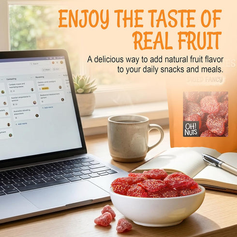 1 lb Packed Oh! Nuts Dried Strawberries Fancy - - Sweetened Dried Fruit - Dehydrated Fruit Bites - in New York Zip-Seal