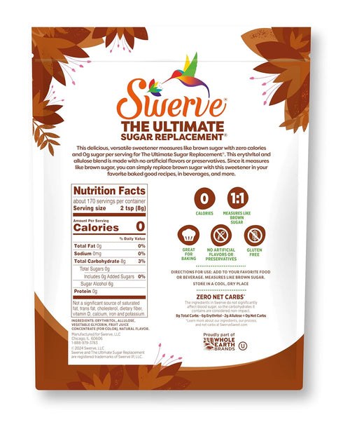 48 Swerve Ultimate Sugar Replacement Sweetener, Brown Sugar Substitute, Zero Calorie, Keto Friendly, Zero Sugar