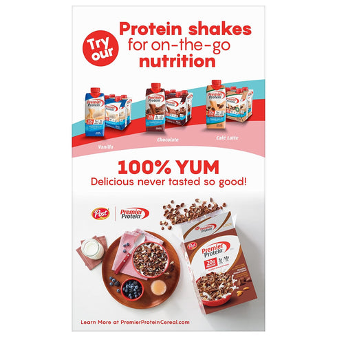 20g 9 OZ Premier Protein Mixed Berry Almond Cereal, Protein Cereal Flakes Mixed with Dried Berries and Sliced Almonds