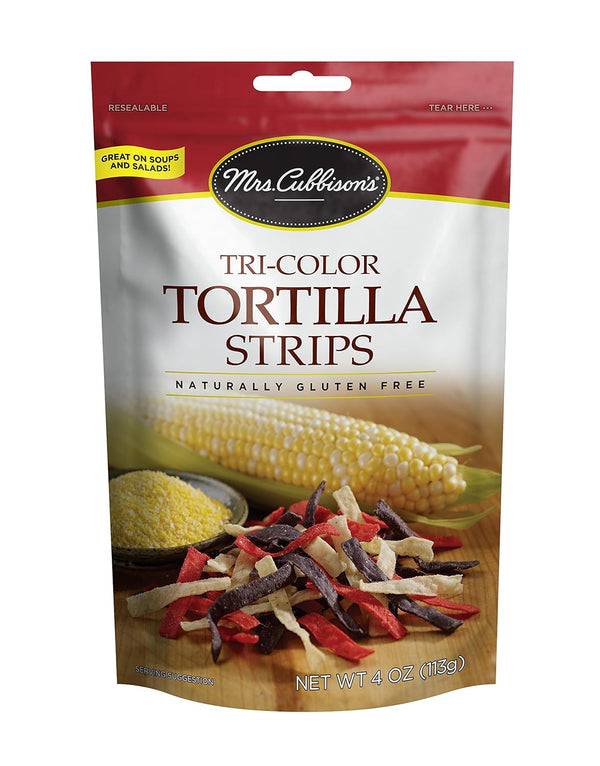 Mrs. Cubbison's Tri- Color Tortilla Strips | 4 Ounce, Pack of 9