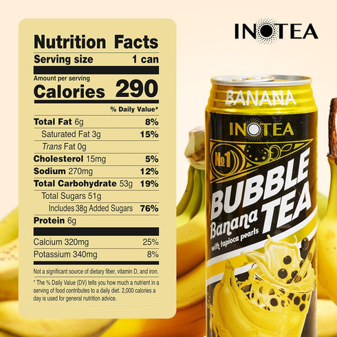 16.6 oz 12 pack Inotea Bubble Tea with Tapioca Pearls - Delicious, Instant Boba Tea - Ready-to-Drink Black Milk Tea