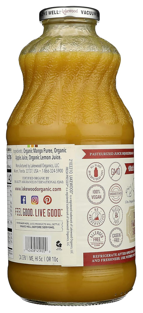 32-Ounce (Pack 6) Lakewood Organic Mango Juice Blend, Bottles