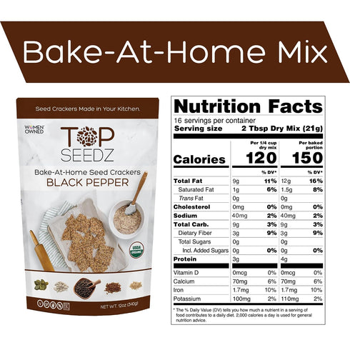 10 6-Pack Top Seedz BAKE-AT-HOME Mix | Black Pepper | Makes ounces of Crackers! |