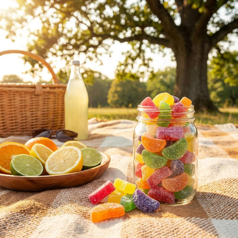 1 Assorted Fruit Slices Pound Bulk Resealable Bag, Assorted Fruit Jelly Candy, Unwrapped Wedges, Old Fashioned Jelly