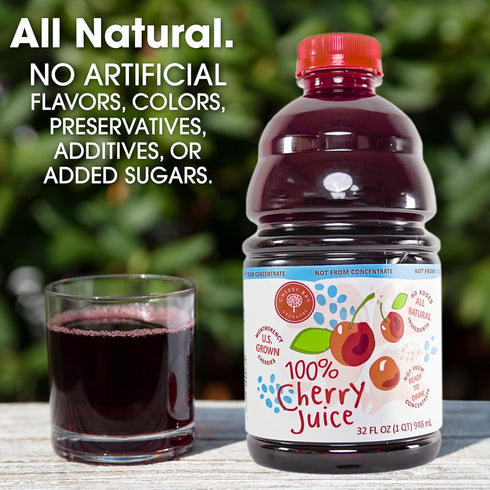 32 oz Wellbeing Cherry Bay Orchards Tart Cherry Juice, Bottle - Cherry Juice Promotes Health and - Not from Concentrate