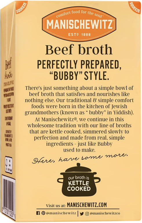 17oz (3 Pack), Simmered Manischewitz Beef Broth Flavorful, Kettle Cooked, and Slowly