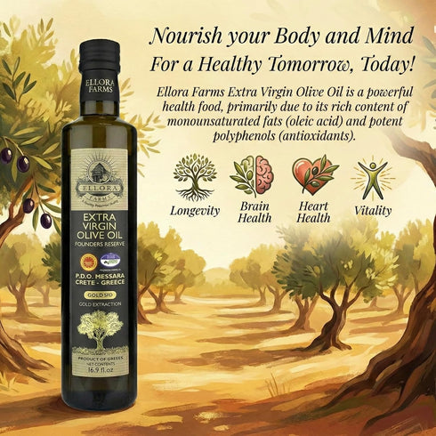 17 oz Ellora Farms, Greek Extra Virgin Olive Oil, Single Estate PDO Messara, Greece, Non GMO, cold-pressed, Polyphenol