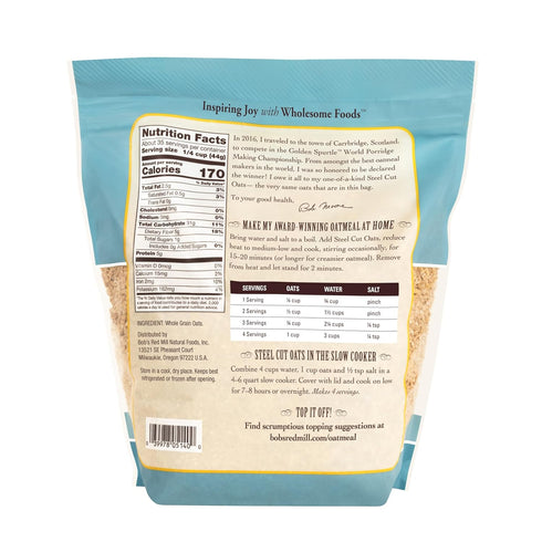 54oz (Pack 4) Bob's Red Mill Steel Cut Oats, of - Non GMO, Whole Grain, Vegan, Kosher