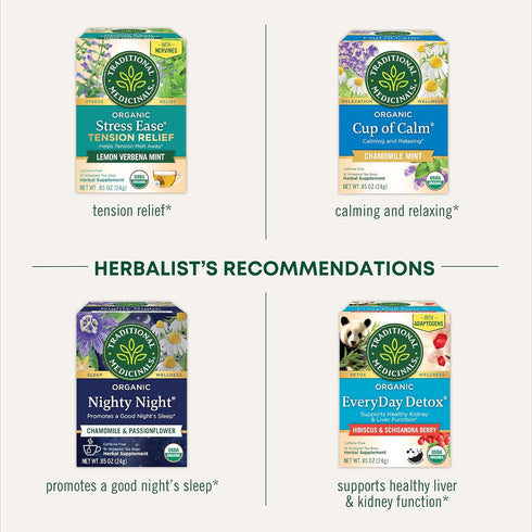 16 Traditional Medicinals Organic, Stress Ease Calm with Adaptogens, Ashwagandha & Honeybush - Promotes Relaxation