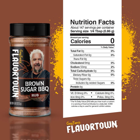 4.5 oz (Pack 1) Guy Fieri's Flavortown Brown Sugar BBQ Dry Rub - Grill Seasoning For Chicken, Ribs, Steak, & Pork