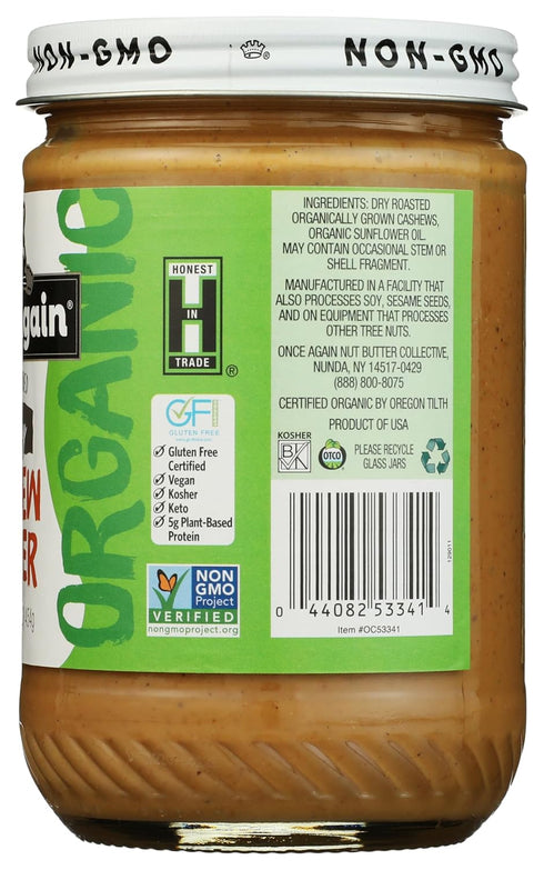 16 (454 Organic Creamy Cashew Butter Ounce Grams) Jar