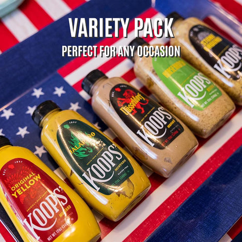 12 Oz, Pack 2 Koops' Dusseldorf & Arizona Heat Mustard - German-Style Bratwurst Mustard, Sweet and Spicy Mustard