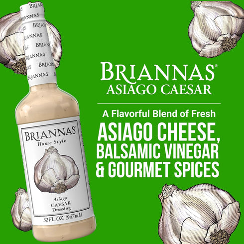 32 oz. 2 Pack BRIANNAS - Home Style Asiago Caesar Dressing Fine Salad Dressing made with Premium Ingredients - Gluten