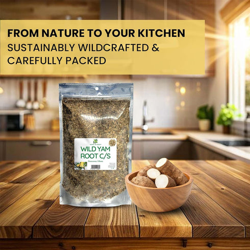 4 oz, Herb To Body Wild Yam Root Cut & Sifted Wildcrafted Dioscorea Villosa for Herbal Tea, Relaxation Support