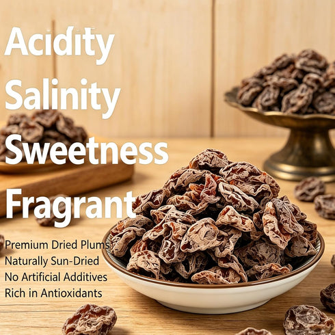 4OZ Salty Sweet Sour Dried Preserved Plums Seedless Dried Plum Meat Snack Made from Fresh Plums, Soft Plum Meat
