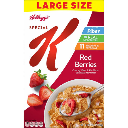 14.7 oz Kellogg's Special K Red Berries Breakfast Cereal, Good Source of Fiber, Large Size