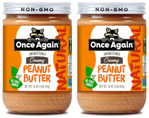 Once Again Natural, Creamy Peanut Butter, 16oz - Salt Free, Unsweetened -