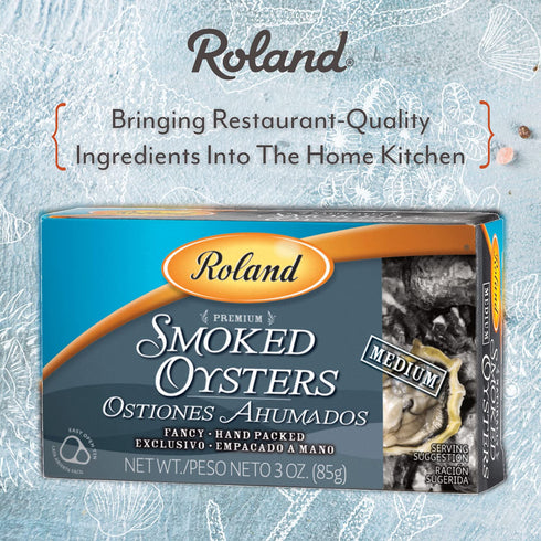 3 Pack 1 Roland Foods Premium Naturally Smoked Medium Oysters in Oil, Wild Caught, Specialty Imported Food, Ounce