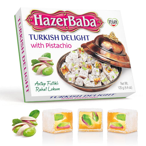 Hazer Baba Turkish Delight Pistachio Candy, 4.4oz (Pack of 1), Gourmet Snack