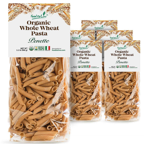 Food to Live Organic Pennette Whole Wheat Pasta 1.1 lb (Pack of