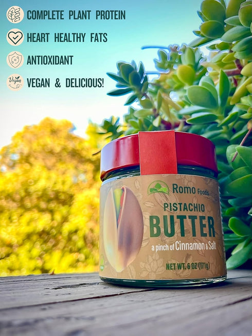 Romo Foods 6g 4 Romo Pistachio Butter (a hint of Cinnamon & Salt) | Vegan | Protein | Ingredients: Pistachio, EVOO