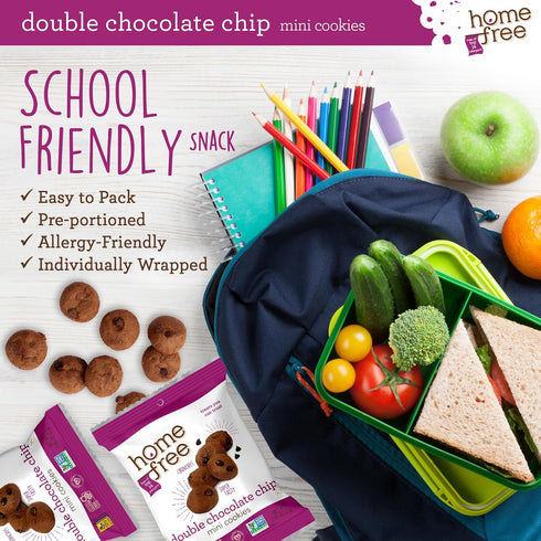 0.95 (Pack 10) Homefree Treats You Can Trust Gluten Free Mini Cookies, Single Serve, Double Chocolate Chip, Ounce