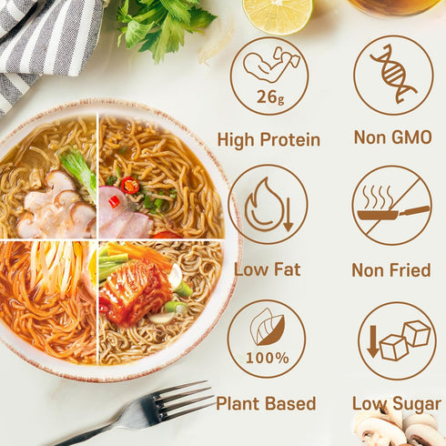 10 Packs (26g) 8 Pack Hethstia Konjac Rice, and High Protein Ramen Noodles Variety Plant-Based Vegan Noodle, Healthy