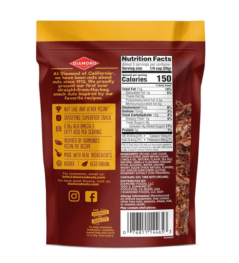 3.25 oz. (4 Pack) Diamond of California Pecan Pie Pecan Nuts