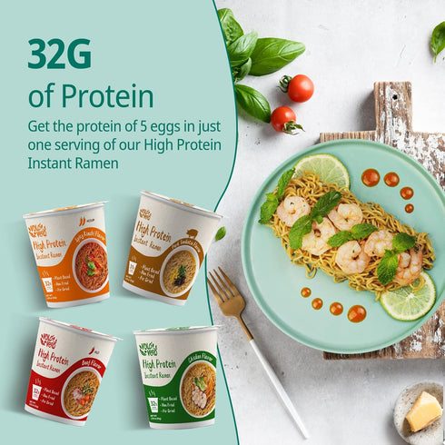 (32g) 8 Count, Pack VOLO VERO High Protein Ramen Instant Noodles Cup, Variety - Chicken, Pork Tonkotsu, Spicy Beef