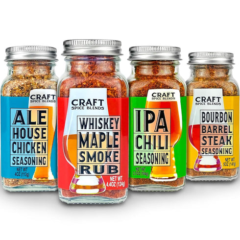 4-Pack Set Craft Spice Blends Grilling Seasoning & Rub Gift - Top Shelf Spices Raising the Bar on Flavor - Spice Blends