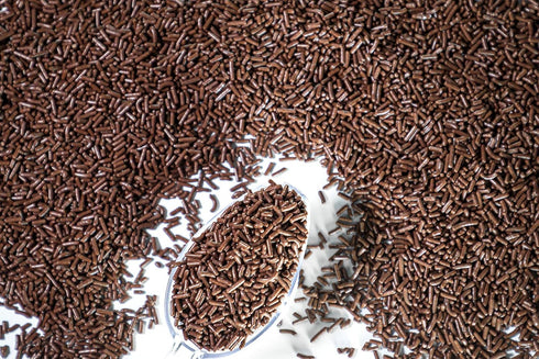 Sweet Evas 100% 1.5 LBS. NATURAL CHOCOLATE SPRINKLES. Gluten Free. Dairy Free. Egg Free. Soy Free. Nuts Free. Vegan.