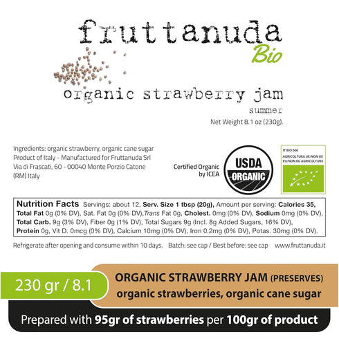 100% 90%+ 8.1 oz WellEatable Strawberry Jam Preserves, Italian Fresh Berries, Fruit-Forward, More Spoonable, Less Jelly